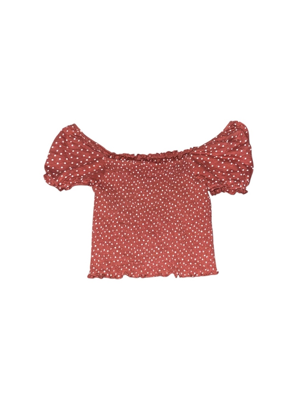 American Eagle Outfitters Rust Dot Off-Shoulder Crop Top